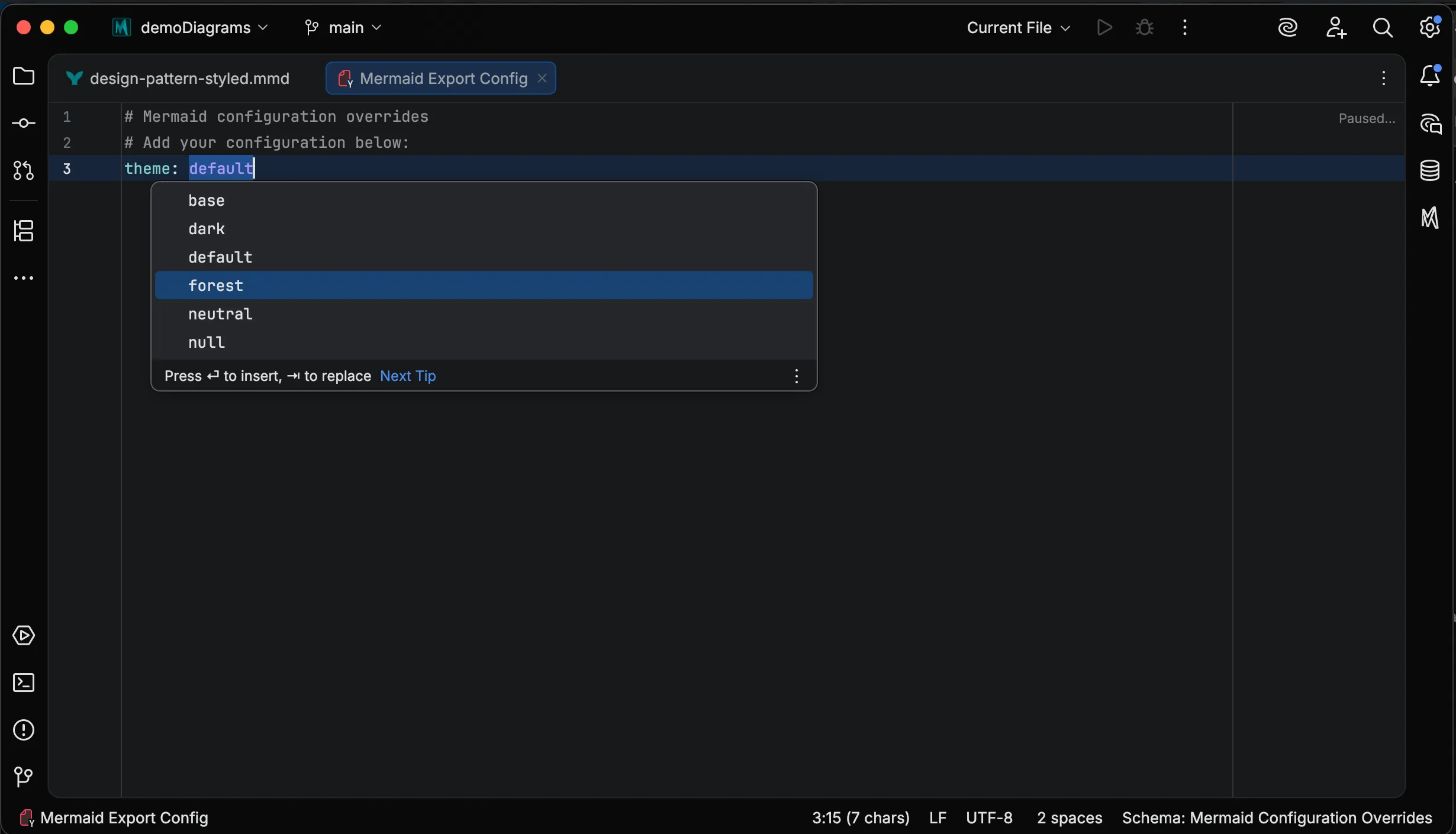 Export config theme option