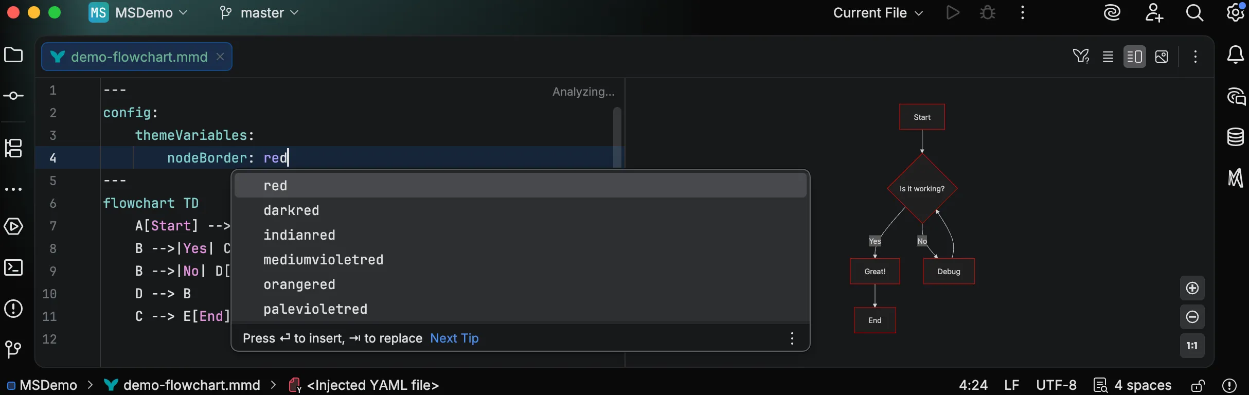 Color name completion