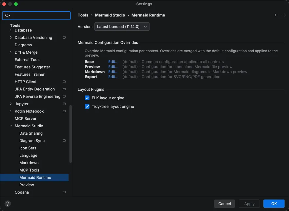 Mermaid Runtime Settings